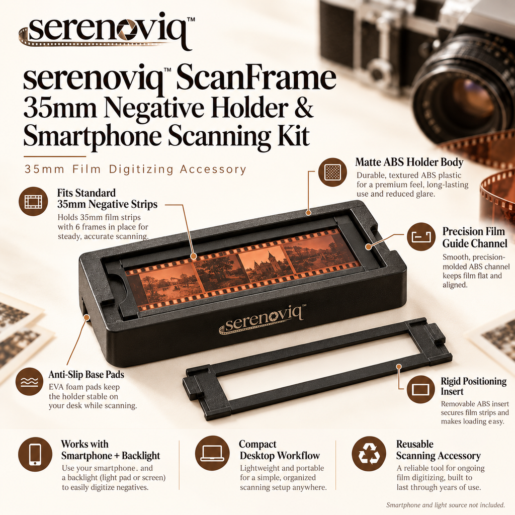 serenoviq™ ScanFrame 35mm Negative Holder & Smartphone Scanning Kit