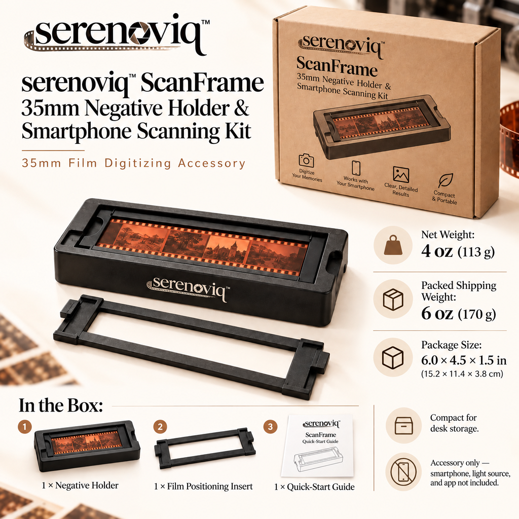 serenoviq™ ScanFrame 35mm Negative Holder & Smartphone Scanning Kit