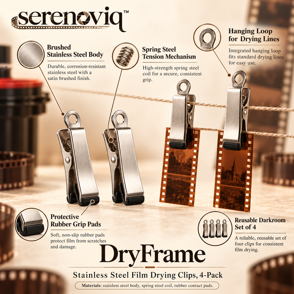 serenoviq™ DryFrame Stainless Steel Film Drying Clips, 4-Pack
