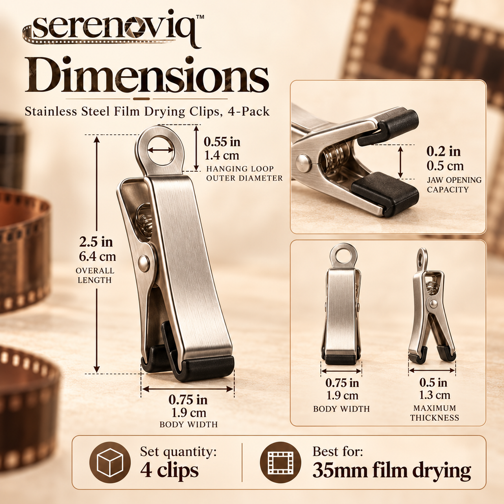 serenoviq™ DryFrame Stainless Steel Film Drying Clips, 4-Pack