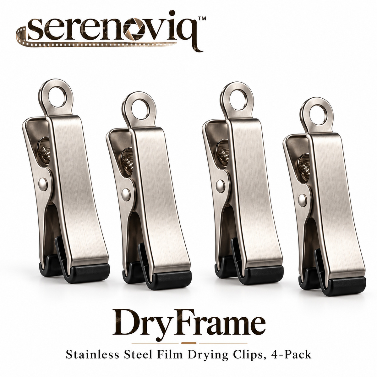 serenoviq™ DryFrame Stainless Steel Film Drying Clips, 4-Pack