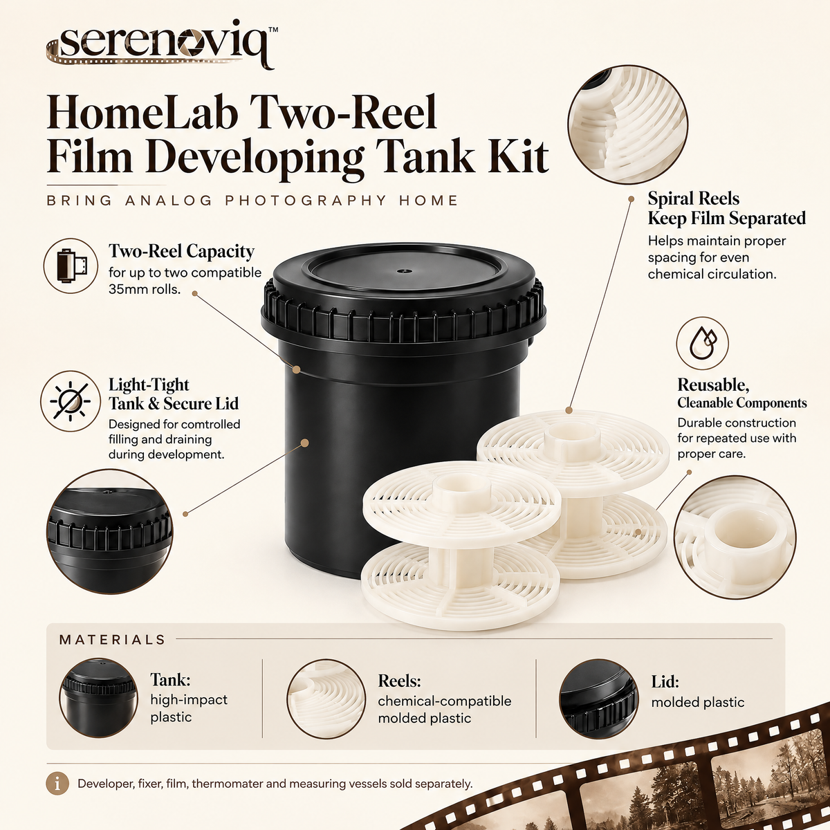 serenoviq™ HomeLab Two-Reel Film Developing Tank Kit