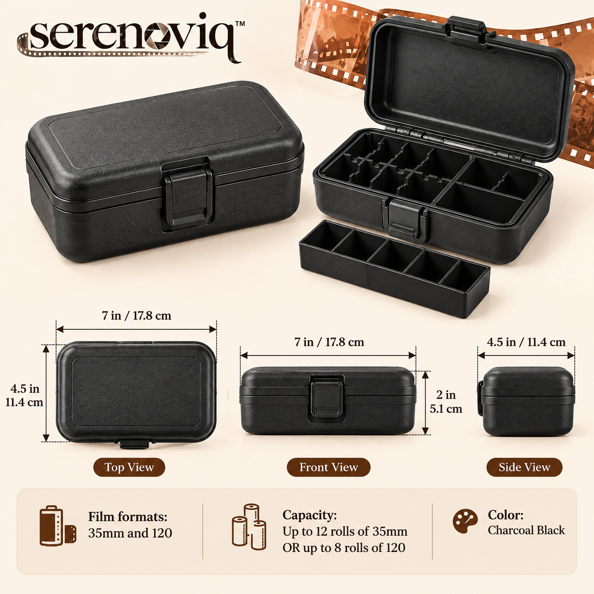 serenoviq™ RollKeeper 35mm & 120 Film Storage Case