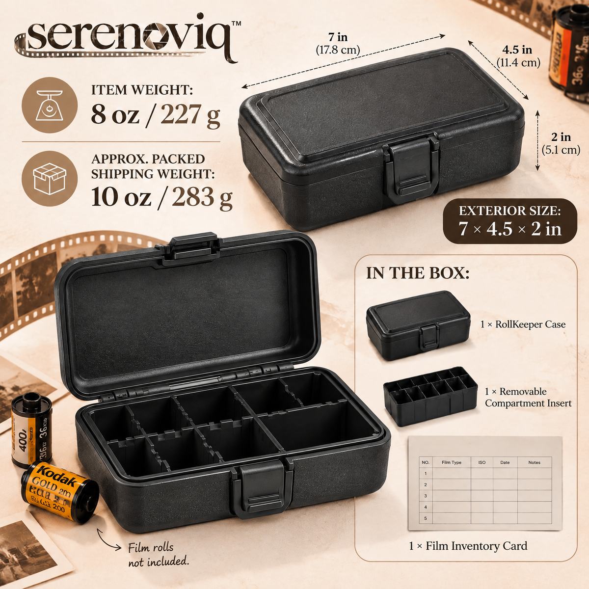 serenoviq™ RollKeeper 35mm & 120 Film Storage Case