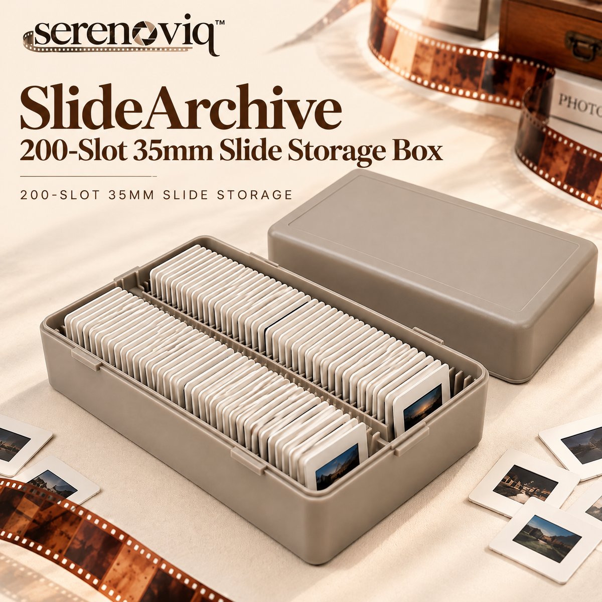 serenoviq™ SlideArchive 200-Slot 35mm Slide Storage Box
