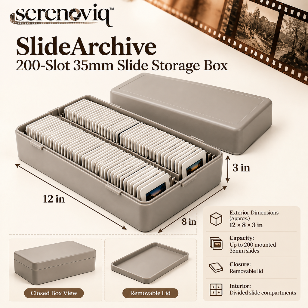 serenoviq™ SlideArchive 200-Slot 35mm Slide Storage Box