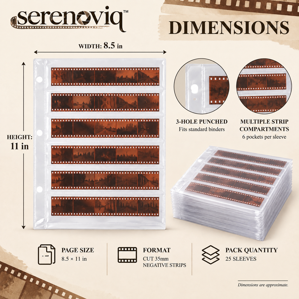 serenoviq™ ArchiveLine 35mm Negative Sleeves, 25-Pack