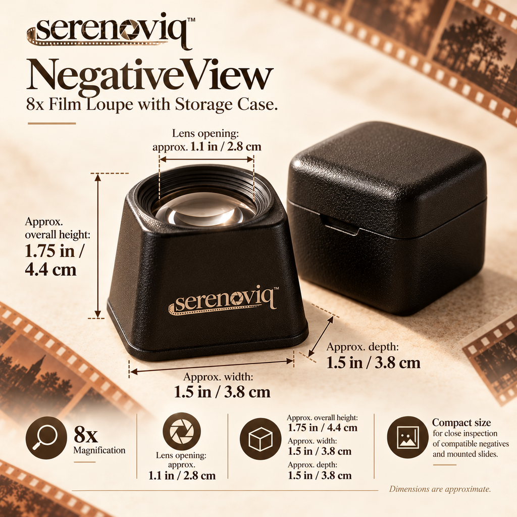 serenoviq™ NegativeView 8x Film Loupe with Storage Case